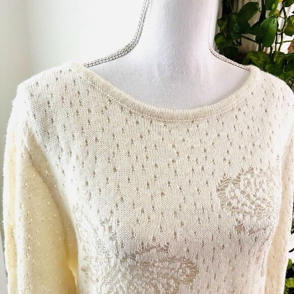 Style & Co Wool Blend Cream Color Butterfly Knitted Lightweight Sweater Plus 3X - Picture 2 of 10